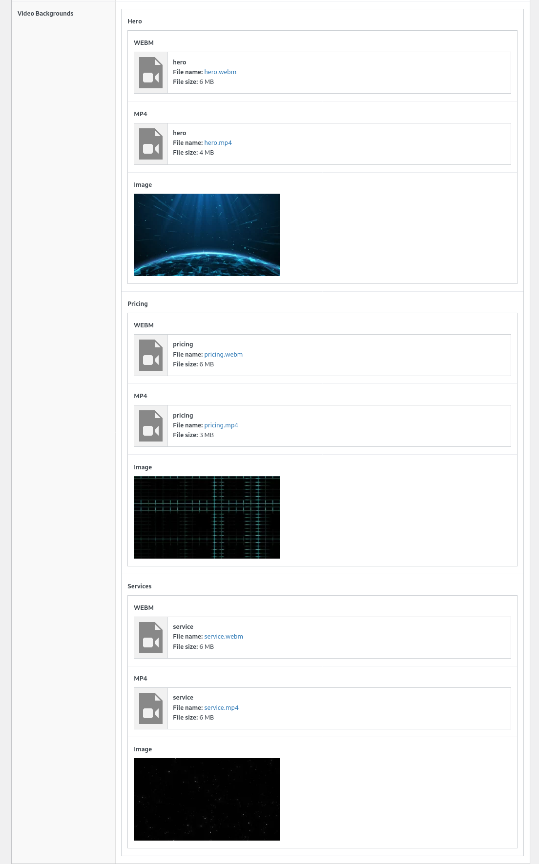 Video Background Settings